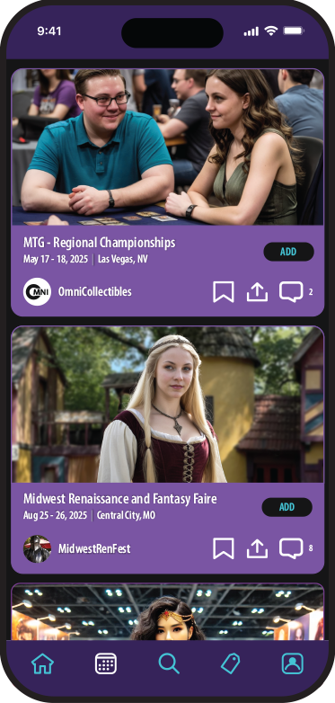Popbox - Events Screen